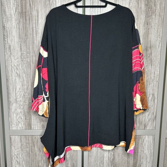 IC by Connie K Tunic 2XL Floral Asymmetric With Pockets Lagenlook Artsy - Picture 8 of 8
